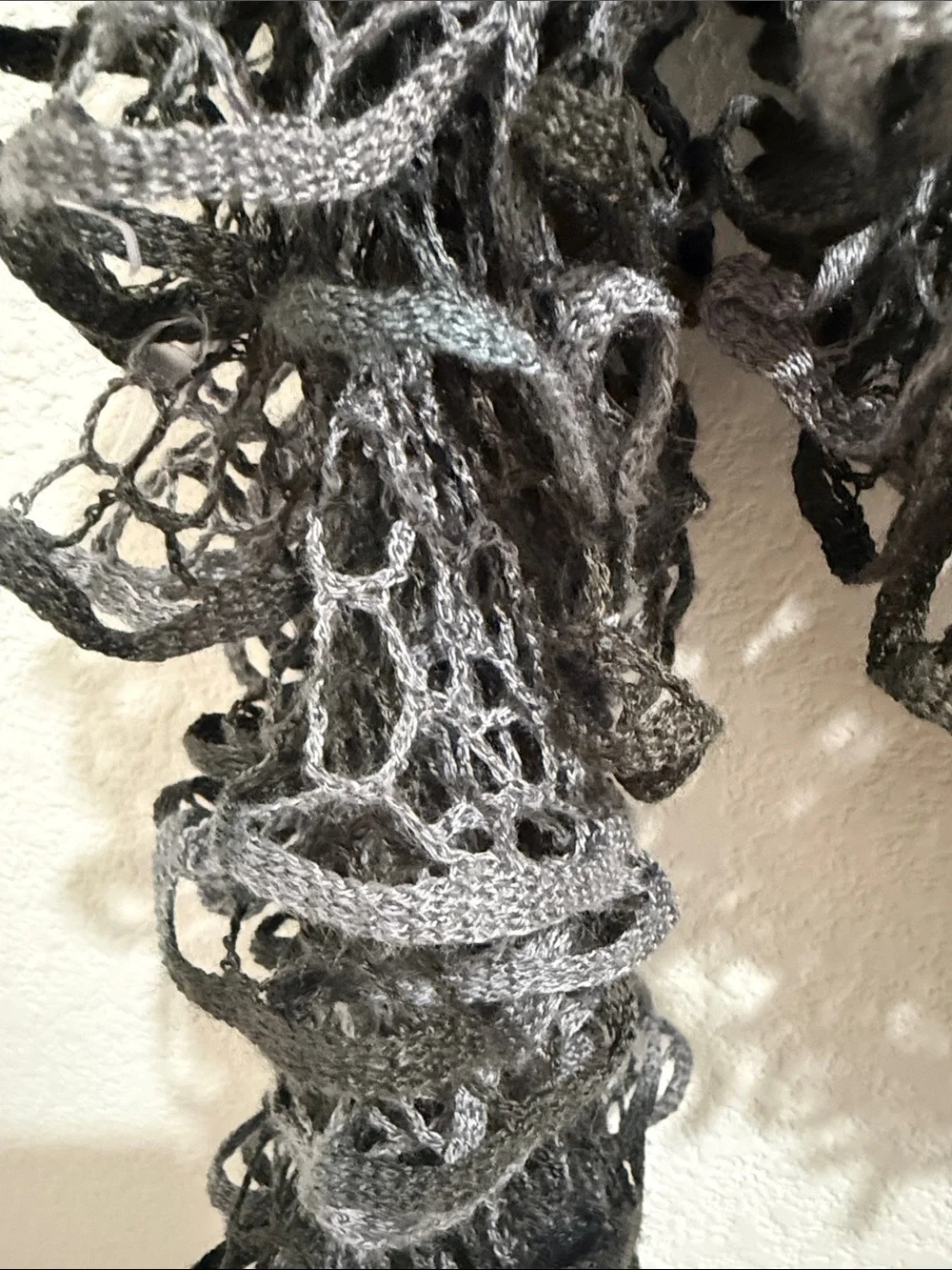 Gray Ruffle Loop Scarf - Women's Fashion Accessory